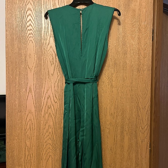 Elegant Green FRNCH Paris Women’s Silk Jumpsuit with Tie - Picture 4 of 5